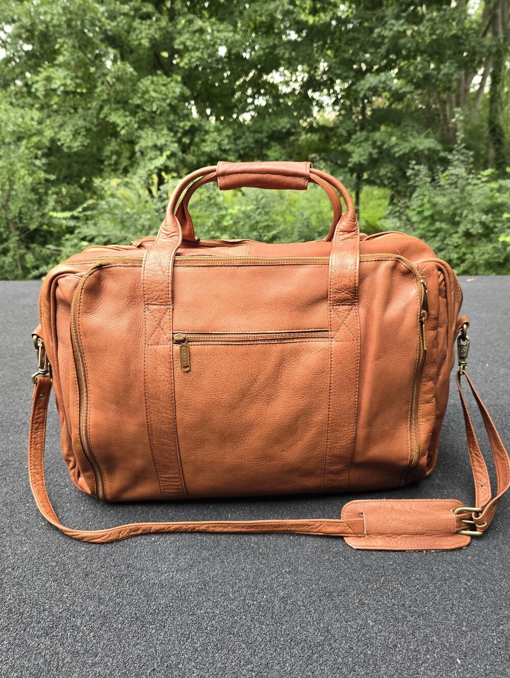 Vintage Leather Duffel Bag Weekender By CORTEZ Made In Colombia Saddle Color